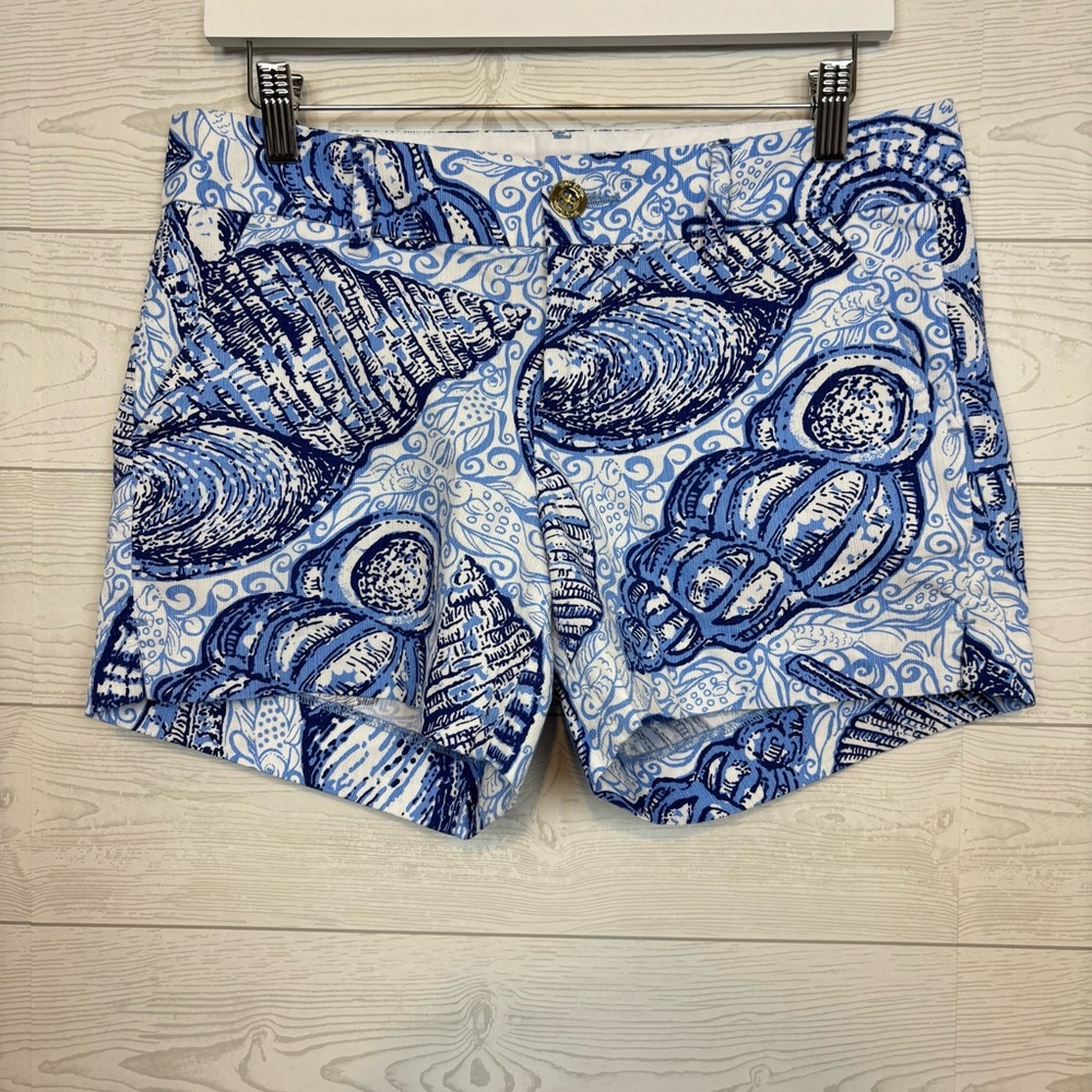 Lilly Pulitzer Callahan Shorts 5” Inseam Blue Perwinkle Stuffed Shells Size 6